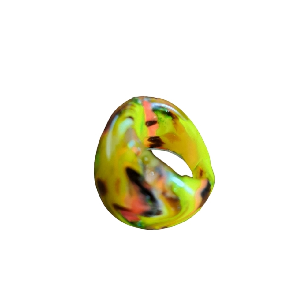 VTG marbled bubble glass ring retro funky colorful artsy Mod jewelry ladies - Picture 7 of 8